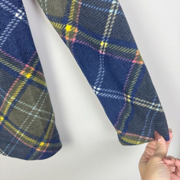 TALBOTS | Fleece Plaid Funnel Neck Sweater Top Green Blue Pink Women’s Size MP - Picture 6 of 10